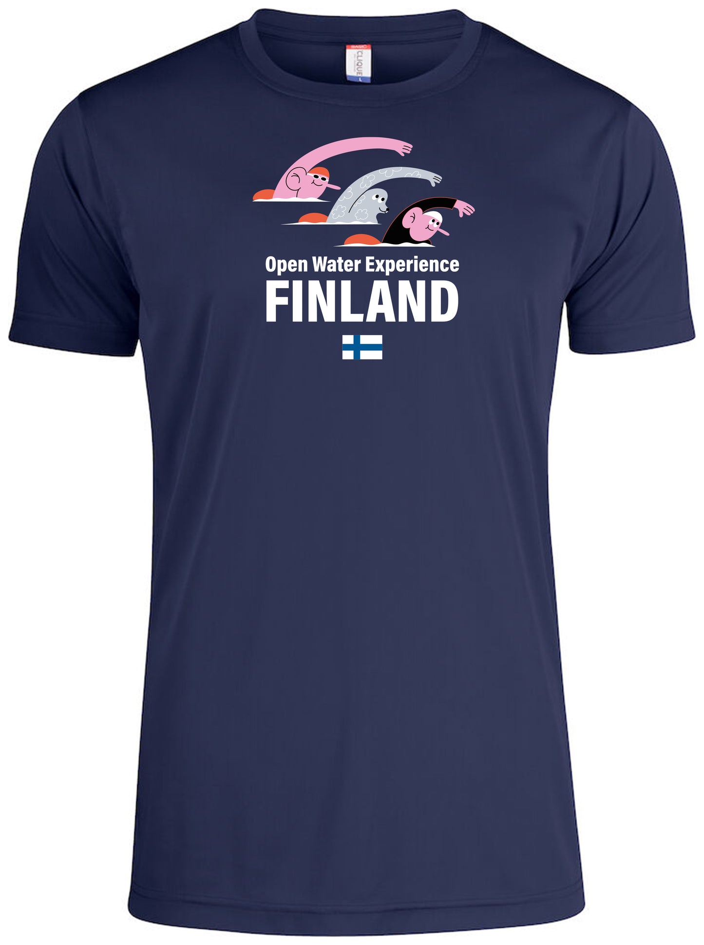 OWEF / Unisex puuvillainen t-paita kuvituksella, tummansininen