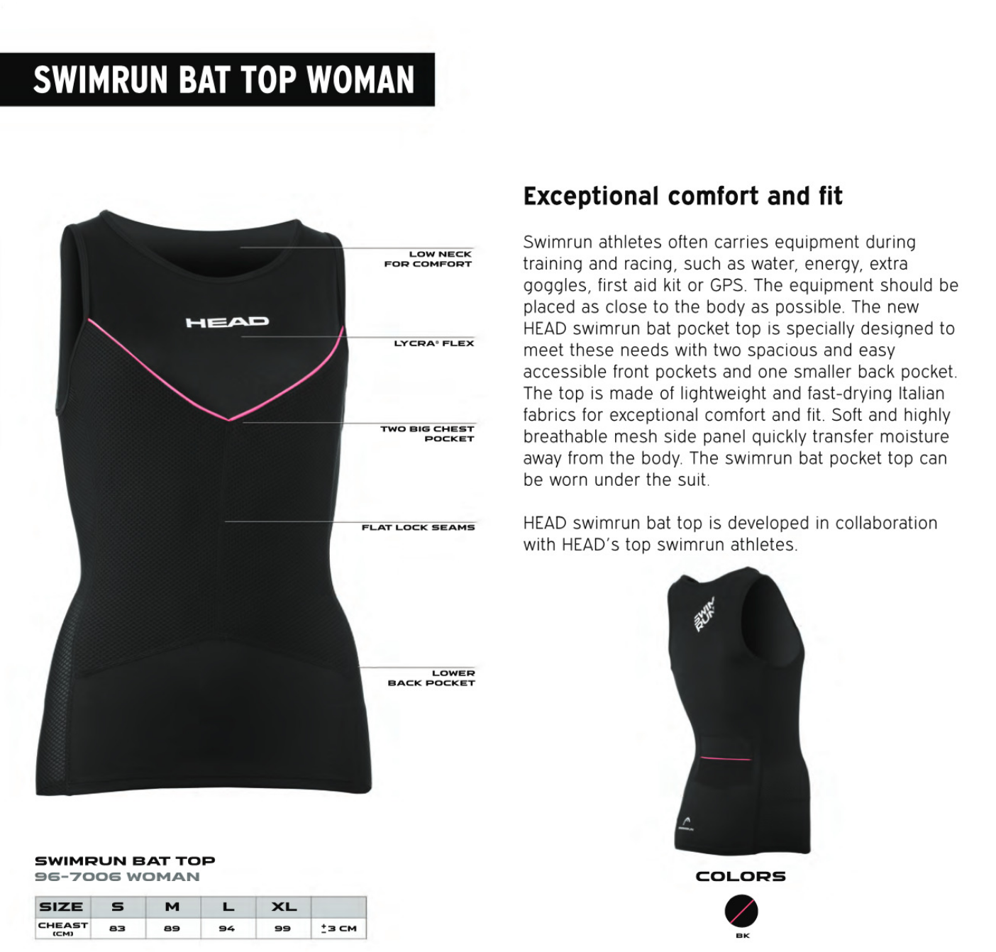 HEAD naisten SwimRun BAT TOP paita