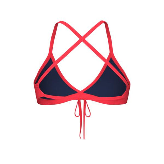 W Team Swim Top Tie Back Solid Bright Coral