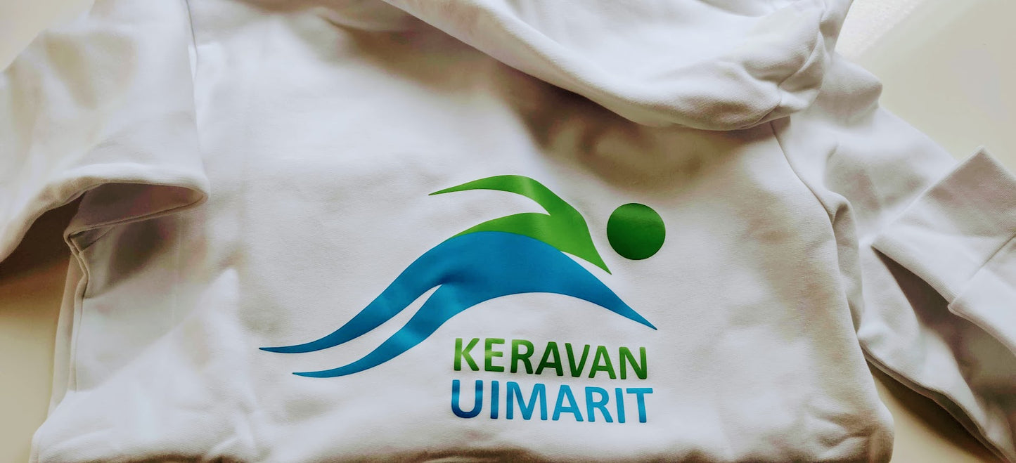 Keravan Uimarit / Naisten vetskarihuppari seuran logoilla