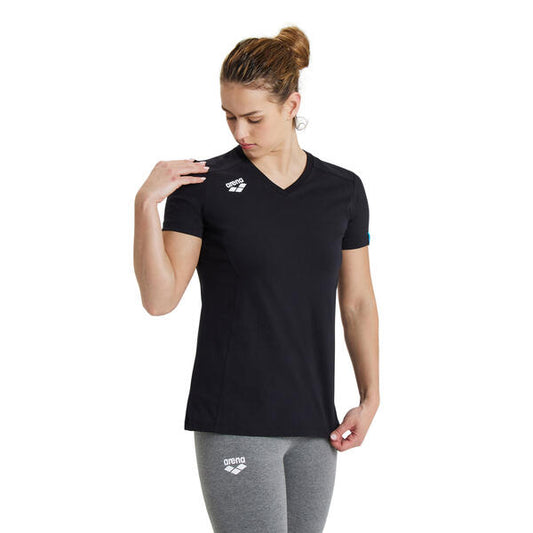W Team T-Shirt Cotton Panel Black