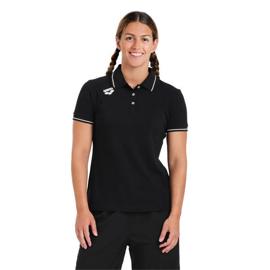 W Team Poloshirt Solid Cotton Blk